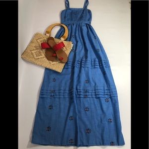 Vintage blue floral maxi dress